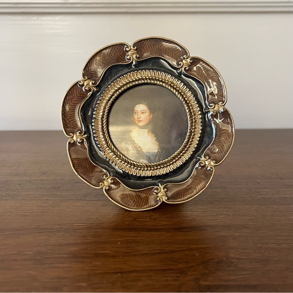 Vintage Brown, Black and Gold Enameled Tabletop Frame